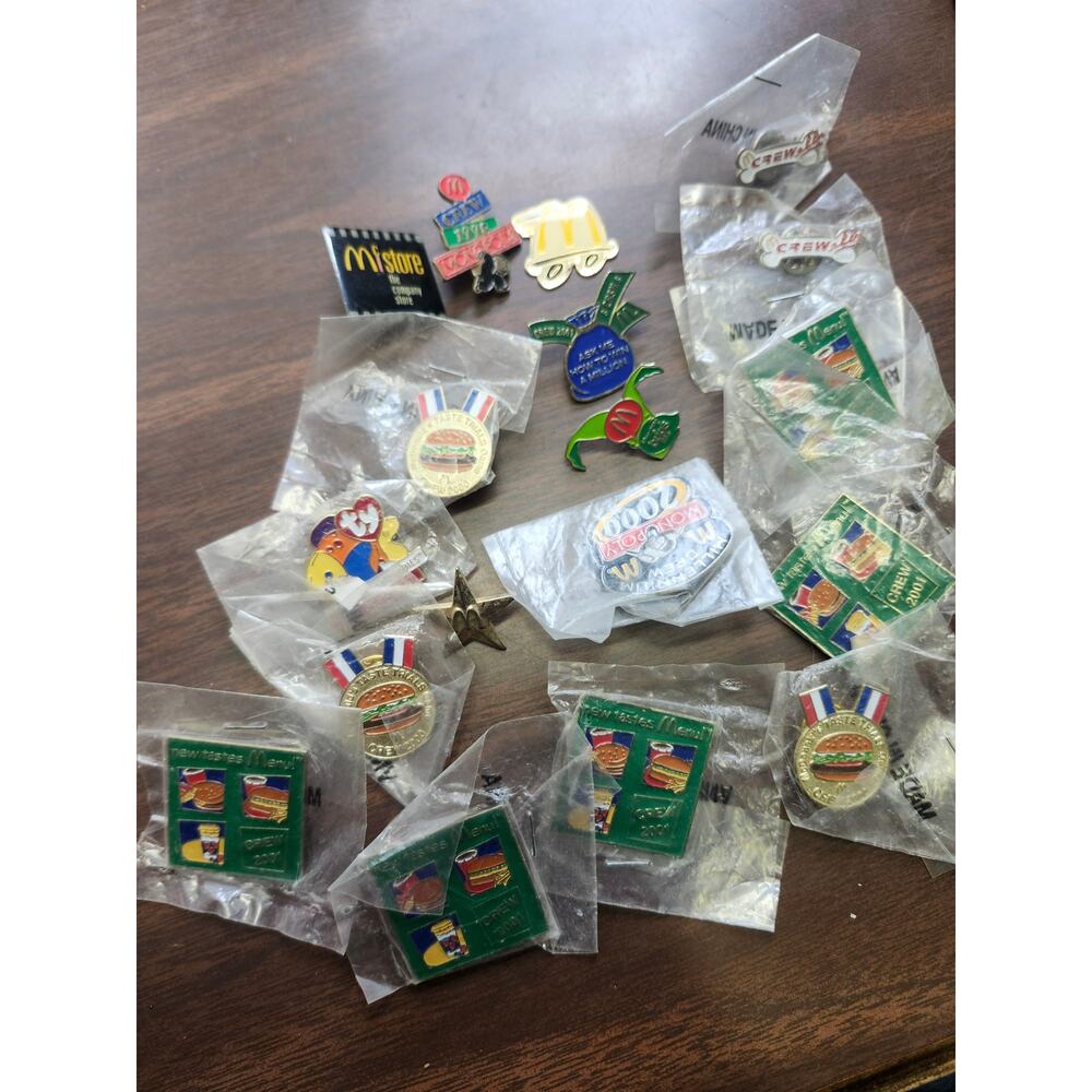 Lot of Vintage Mc Donalds Crew pins 98'-2001 18ct enamel lapel pun